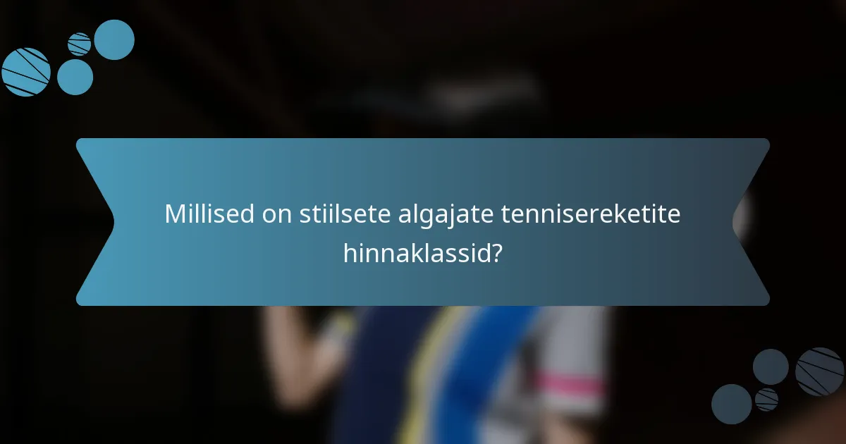 Millised on stiilsete algajate tennisereketite hinnaklassid?